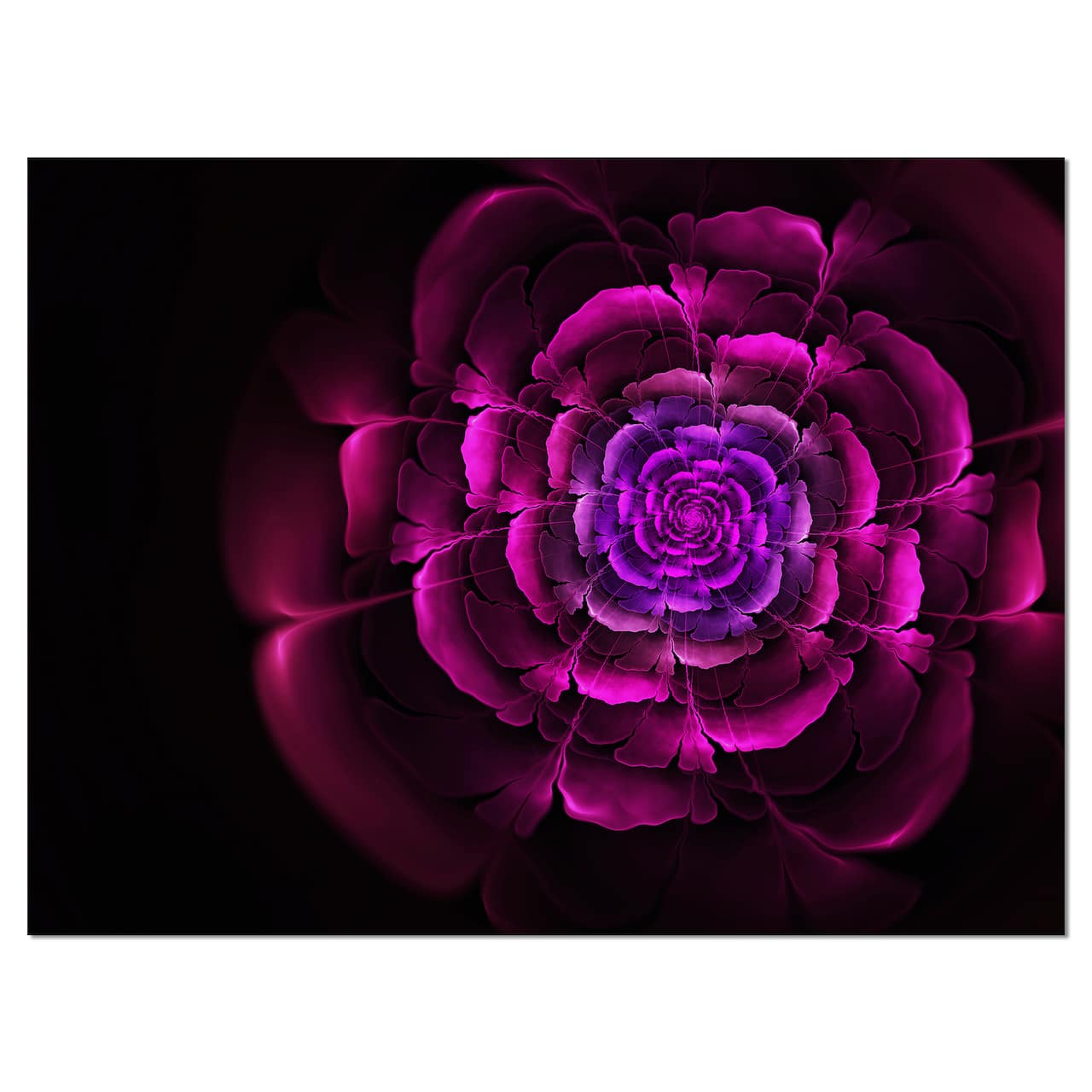 Designart - Fractal Purple Rose in Dark - Floral Canvas Art print